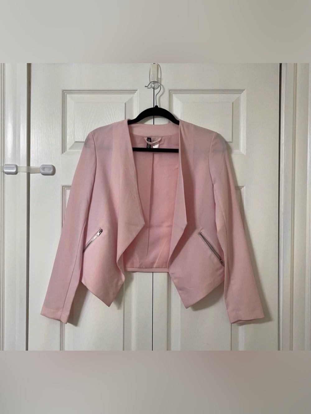 H&M light pink collarless blazer/casual jacket size 6
